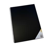 Diario di arti visive a spirale con penna d'oca, copertina nera, robusto support
