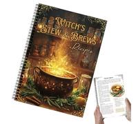 Diario di ricette, ricette retrò di Halloween, 21,5 x 14,5 cm, guida alla preparazione delle streghe, pagine per appunti, layout adatto ai principianti per cucina, casa, cene quotidiane, feste in