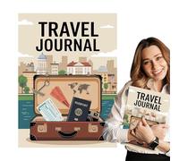 Diario di viaggio da uomo, con copertina laminata, a righe, lista di controllo con tasca portaoggetti, agenda portatile per vacanze, avventura, viaggi, viaggi, escursioni, campeggio