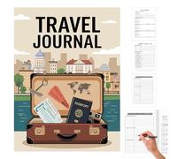 Diario di viaggio per donne, Notebook per la rivista di viaggio, Notebook di controllo della copertura laminato con copertina con tasca di archiviazione, Pianificatore di vacanze multiuso per il viagg