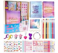 Diario fai da te per ragazze 8-12 anni, diario per bambini con penne, adesivi e accessori, set per scrapbook ragazze, taccuino per bambini, regalo per ragazze 8 9 10 11 12 anni, set di cancelleria