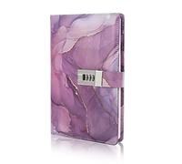 Diario in marmo con serratura, per ragazze e donne, A5, in pelle, per adolescenti, con lucchetto con password, con portapenne, per diario di viaggio, ufficio, blocco note