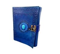 Diario in pelle con pagine senza righe, con rilegatura in pelle, per donne e uomini, con pietre preziose medievali, realizzato a mano, per ufficio, poesie, schizzi, carta artigianale, libro delle