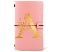 Diario in Pelle PU iniziale, Taccuino Diario di Viaggio, Rosa Quaderno Scrittura Appunti Agenda, Compleanno Natale Regalo per Donna Ragazze Amica Studenti Sorella Maestre Rosa Gold(A)