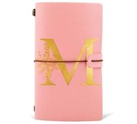 Diario in Pelle PU iniziale, Taccuino Diario di Viaggio, Rosa Quaderno Scrittura Appunti Agenda, Compleanno Natale Regalo per Donna Ragazze Amica Studenti Sorella Maestre Rosa Gold(M)