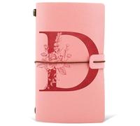 Diario in Pelle PU iniziale, Taccuino Diario di Viaggio, Rosa Quaderno Scrittura Appunti Agenda, Compleanno Natale Regalo per Donna Ragazze Amica Studenti Sorella Collega Maestre Rosa(D)
