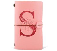 Diario in Pelle PU iniziale, Taccuino Diario di Viaggio, Rosa Quaderno Scrittura Appunti Agenda, Compleanno Natale Regalo per Donna Ragazze Amica Studenti Sorella Collega Maestre Rosa(S)
