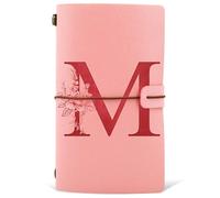 Diario in Pelle PU iniziale, Taccuino Diario di Viaggio, Rosa Quaderno Scrittura Appunti Agenda, Compleanno Natale Regalo per Donna Ragazze Amica Studenti Sorella Collega Maestre Rosa(M)