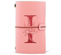 Diario in Pelle PU iniziale, Taccuino Diario di Viaggio, Rosa Quaderno Scrittura Appunti Agenda, Compleanno Natale Regalo per Donna Ragazze Amica Studenti Sorella Collega Maestre Rosa(I)