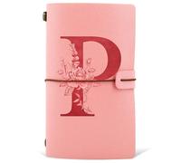 Diario in Pelle PU iniziale, Taccuino Diario di Viaggio, Rosa Quaderno Scrittura Appunti Agenda, Compleanno Natale Regalo per Donna Ragazze Amica Studenti Sorella Collega Maestre Rosa(P)