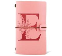 Diario in Pelle PU iniziale, Taccuino Diario di Viaggio, Rosa Quaderno Scrittura Appunti Agenda, Compleanno Natale Regalo per Donna Ragazze Amica Studenti Sorella Collega Maestre Rosa(E)