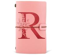 Diario in Pelle PU iniziale, Taccuino Diario di Viaggio, Rosa Quaderno Scrittura Appunti Agenda, Compleanno Natale Regalo per Donna Ragazze Amica Studenti Sorella Collega Maestre Rosa(R)