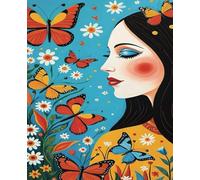DIARIO MUJER RODEADA DE BELLAS FLORES Y MARIPOSAS: (CUADERNO, DIARIO) TAPA BLANDA