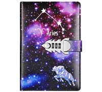 Diario note blocco per appunti segreto quaderno record con lucchetto a combinazione DIY PassWord di Notebook per Bambini Adulti Regali di Compleanno A5 TPN145 (Aries)