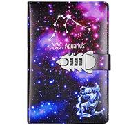 Diario note blocco per appunti segreto quaderno record con lucchetto a combinazione DIY PassWord di Notebook per Bambini Adulti Regali di Compleanno A5 TPN145 (Aquarius)