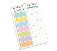 Diario per la pianificazione della dieta con rilegatura a spirale con elenchi strappabili e layout compatto per un piano alimentare tutto l'anno, taccuino per la gestione degli alimenti