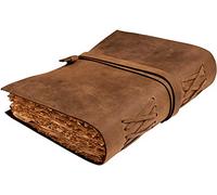 Diario rilegato in pelle vintage, pagine con bordi effetto antico, fatto a mano, album da disegno, libro delle ombre, pagine spesse, per uomini e donne (22.86 X 15.24 - CM)