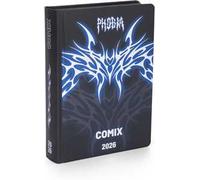 COMIX - Agenda Giornaliera 2026 Limited Fashion Edition, Diario Scuola per Ragazzi e Ragazze, Copertina Rigida con Grafica, Sticker Esclusivi, Interno 100% Comix, 12x16,5 cm, Nera e Blu