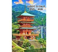 Diario Scuola 2025 2026 Copertina Giappone: Planner settimanale appositamente progettato per gli studenti, con un layout che presenta una settimana per pagina