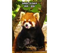 Diario Scuola 2025 2026: Organizzatore settimanale una settimana per due pagine, Pianificatore scolastico per studenti (elementari, medie, superiori, università), Motivo Panda Rosso