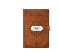 Diario Segreto A5 200 pagine Notebook Retro Password Book con blocco Diario Binder addensato Creativo mano Ledger Notepad Cancelleria(Brown)