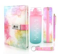 Diario Segreto Bambina, Borraccia Bambina,Regalo Bambina 7 8 9 10 11 12 13 14 Anni, Diario con Lucchetto per Ragazze, Compleanno Regali per Ragazze Cancelleria Quaderno Penna Astuccio per Matite