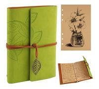 Diario Vintage per Scrivere Diari da Viaggio,18.5x12cm Taccuino A5 Vintage,Taccuino diario in PU, Ricaricabile A5 Diario Viaggio, per Album Fotografico, taccuino e Album di Ritagli (80 Fogli di Carta)