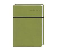 Diario Wochen-Kalenderbuch A6, grün 2026: Grüner Terminplaner 2026. Buch-Kalender mit Lesebändchen und Gummiband. Taschenkalender zum Planen von Terminen.