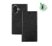 Diarycase 2.0 Coque clapet en cuir véritable avec support aimanté et fabriqué avec un étui en plastique recyclé pour Apple iPhone 16, Noir Minuit - Nouvo