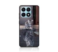 DiaryTown Cover per Honor X8a Custodia Protettiva Silicone Morbida Nero TPU Back Case Antiurto per Telefono Cover con Disegno Motivi Cover per Honor X8A - Gatto/Tigre