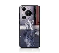 DiaryTown Cover per Huawei Pura 70 Pro Custodia Silicone Morbida Nero TPU Sottile Back Case Antiurto per Telefono Protettiva Cover con Disegno Motivi Cover per Huawei Pura 70 Pro - Gatto/Tigre