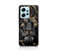 DiaryTown Cover per Xiaomi Redmi Note 12 4G Custodia Protettiva Silicone Morbida Nero TPU Back Case Antiurto per Telefono Cover con Disegno Motivi Cover per Redmi Note 12 4G - Leone D'oro