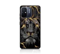 DiaryTown Custodia Protettiva per Xiaomi Redmi 12C/11A/Poco C55 - Silicone Morbida Nero TPU Back Case Antiurto con Disegno Motivi - Leone D'oro