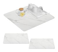 Diatomaceous Terre Discing Dary - Set di 3 tappetini per asciugatura piatti super assorbenti, per la tavola da sposa. (Stripa di marmo 1,50 x 60 cm)