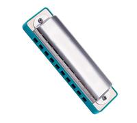 Diatonica 10 fori Blues Arpa Armonica Strumento a fiato Corpo argento Pettine blu (Color : G)
