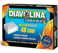 DIAVOLINA 12 Confezioni da 48 CUBETTI [ 576 CUBI Linea Blu ACCENDIFUOCO INODORE Carbone VEGETALE