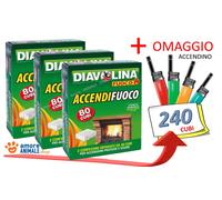 Diavolina ACCENDIFUOCO → 80 / 480 cubi Accendi Fuoco per Stufe Camini Barbecue