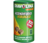 Diavolina accendigrill ecologica 100 cubetti accendifuoco per barbecue e camini