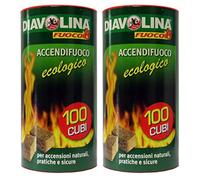 Diavolina Accendifuoco Ecologico 2x100 Cubetti per Legna Camino Stufa Barbecue