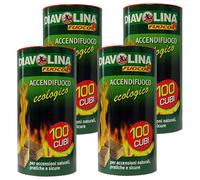 Diavolina Accendifuoco Ecologico 4x100 Cubetti per Legna Camino Stufa Barbecue