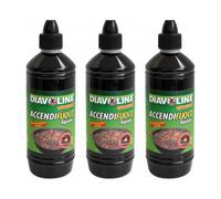 Diavolina Accendifuoco liquido, non lascia odore sui cibi, Offerta Multipack 3 confezioni