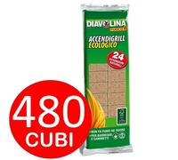 Diavolina Accendigrill Ecologico 480 cubi Stufa Camino Barbecue Grill 20 pacchi