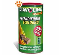Diavolina accendigrill ecologica 100 cubetti accendifuoco per barbecue e camini