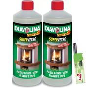 Diavolina Supervetro, per Pulire Vetri di Camini + Accendino GM (2,Ricarica 1lt)