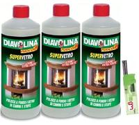 Diavolina Supervetro, per Pulire Vetri di Camini + Accendino GM (3,Ricarica 1lt)
