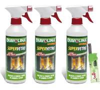 Diavolina Supervetro, per Pulire Vetri di Camini stufe + Accendino GM (3, 500ml)