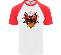 Diavolo Inside Me Satanico Gatto Demone Evil DA UOMO S/S Baseball T-Shirt