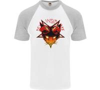 Diavolo Inside Me Satanico Gatto Demone Evil DA UOMO S/S Baseball T-Shirt