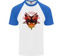 Diavolo Inside Me Satanico Gatto Demone Evil DA UOMO S/S Baseball T-Shirt