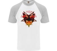 Diavolo Inside Me Satanico Gatto Demone Evil DA UOMO S/S Baseball T-Shirt